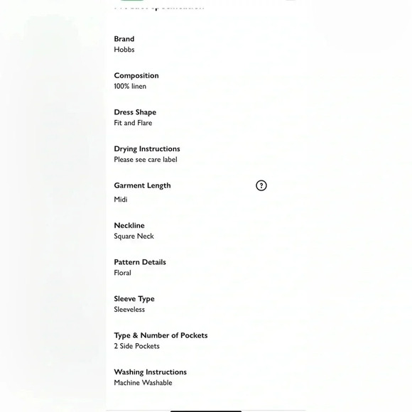 Hobbs London Lynley Flax Linen Midi Dress in Blue & Ivory Size U.S 14 - Picture 10 of 10